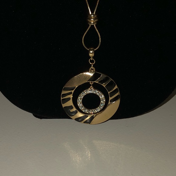 Long Gold Zebra Print & Pave Crystal Circle - Picture 4 of 4